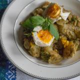 Pesto Potatoes with Soft-Boiled Eggs