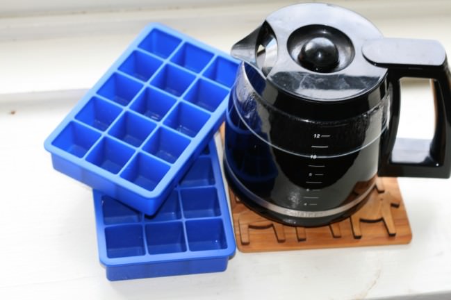 cold coffee and ice cube trays