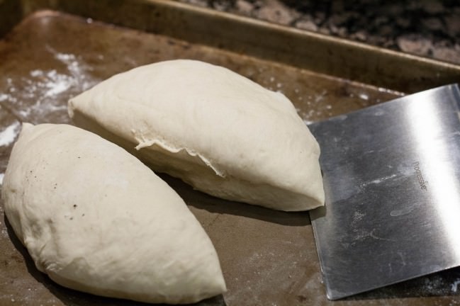 cutting pita dough