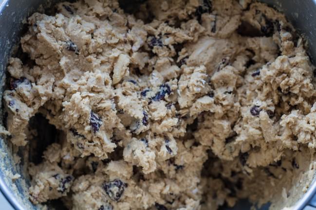 prepared cherry oatmeal cookie dough