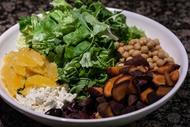 untossed feta chickpea orange salad