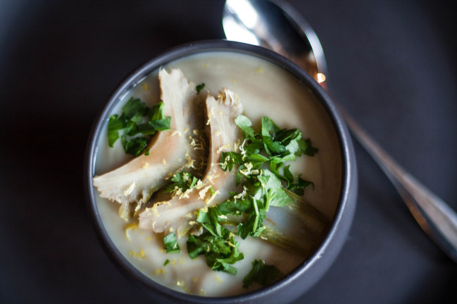 Artichoke Preserved Lemon Soup artichoke garnish