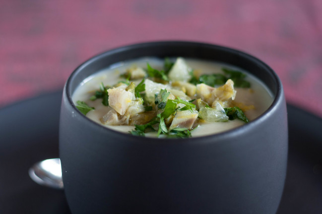 Artichoke Preserved Lemon Soup lemon gremolata