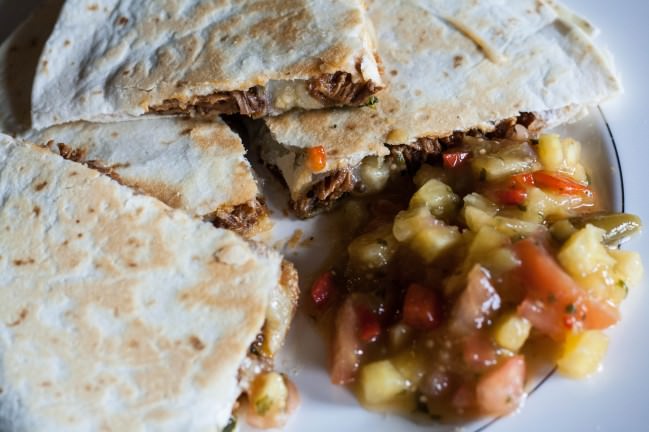 aerial pulled pork quesadillas