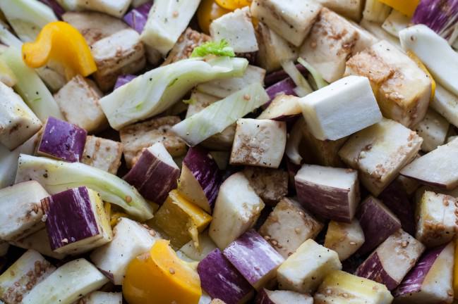 eggplant fennel and peppers to roast