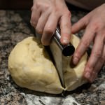 halving the brioche dough