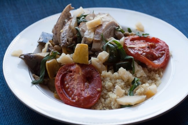 plated Chicken Parmesan Quinoa Bowl