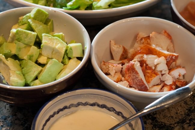 chopped avocado and lobster meat