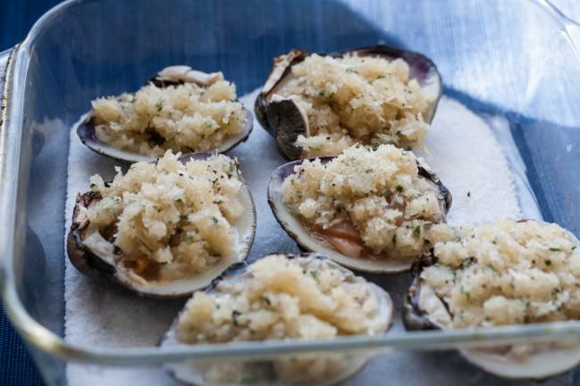cherry stone clams topped for oven