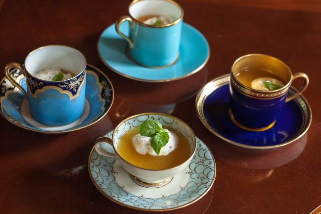 chilled peach soup for a cocktail party