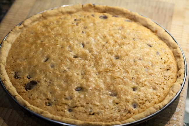 chocolate walnut pie baked