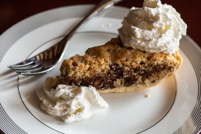 chocolate walnut pie ready to eat