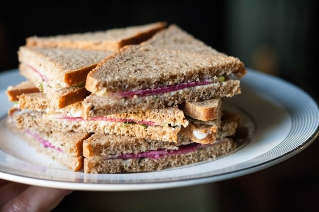 mint butter and radish tea sandwiches