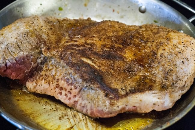 searing the brisket