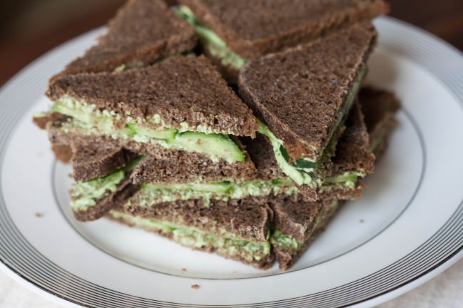 stack of cucumber tea sandwiches