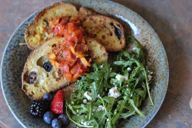 olive bread french toast & bacon marmalade