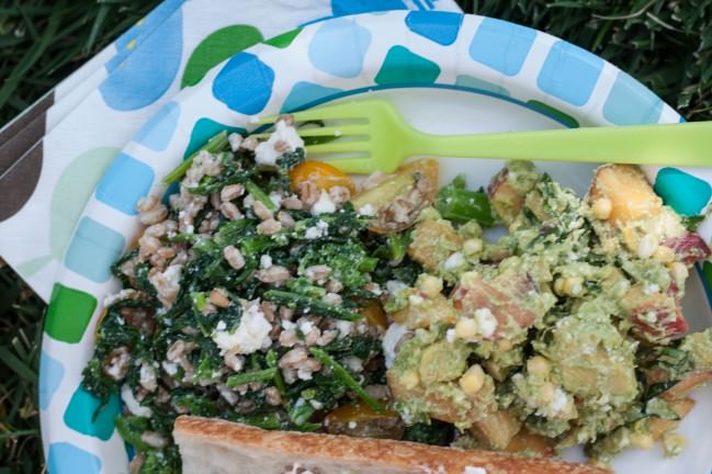 farro salad with rapini and tomatoes