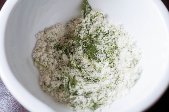 mashed lemon verbena leaves