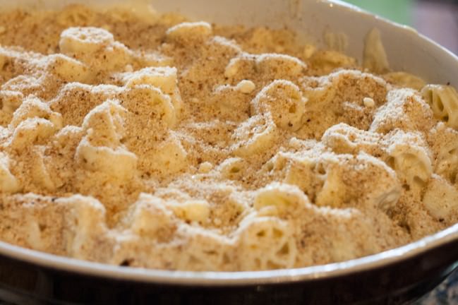 top with bread crumbs and parm