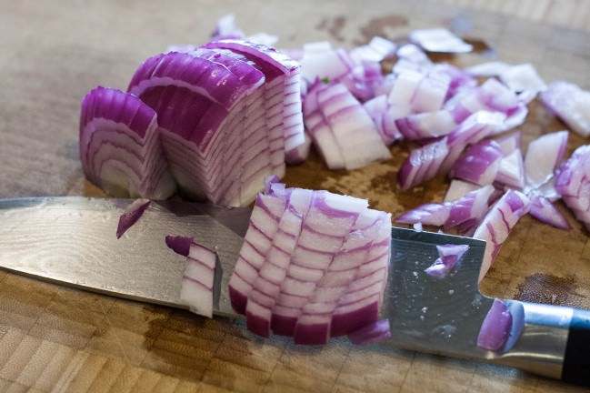 diced red onions