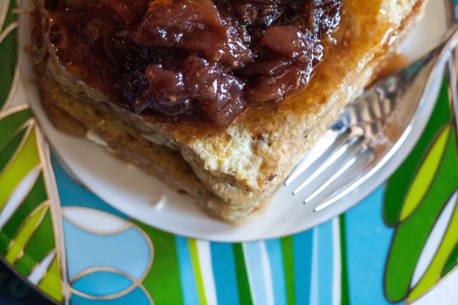 french toast with raspberry peach refrigerator jam