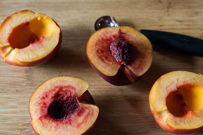halved and hulled nectarines