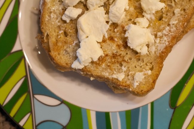 spread robiola over french toast