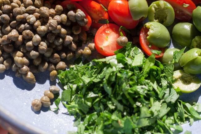 tomatoes, capers, olives and parsley