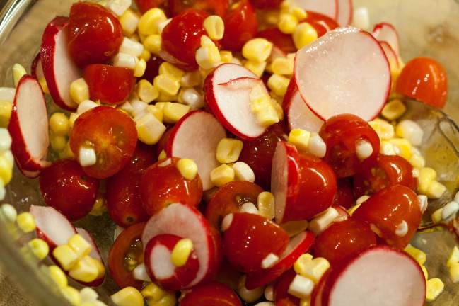 corn tomato and radish salsa