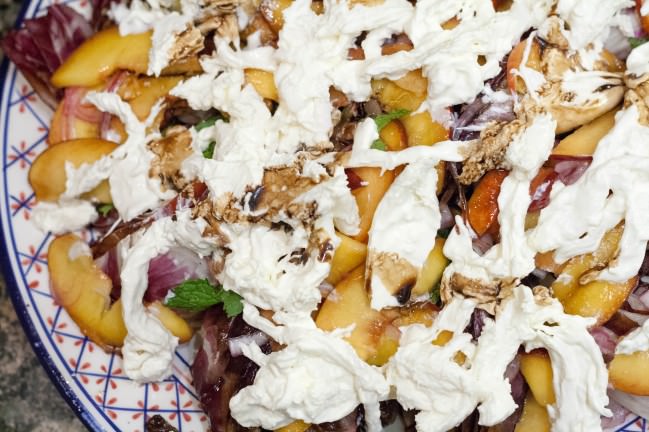 grilled radicchio salad with pickled nectarines