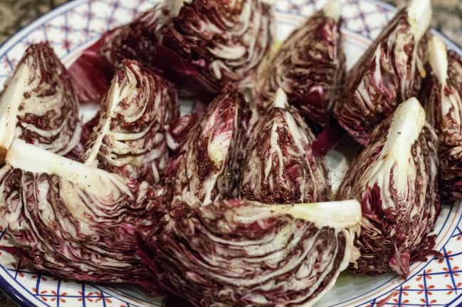 quartered and marinated radicchio