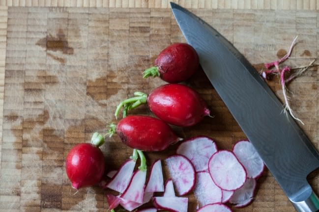 sliced radishes