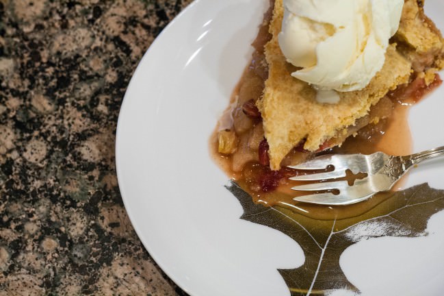 apple cranberry pie and icecream