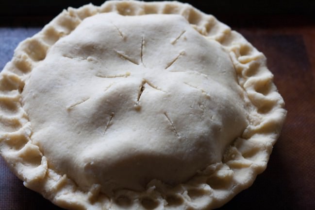 apple cranberry pie ready for the oven