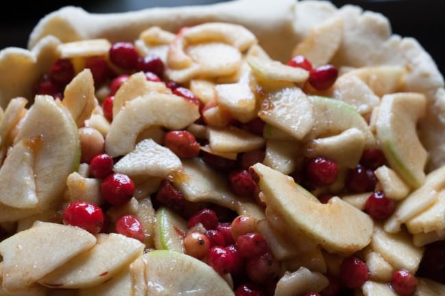 pie loaded with apples and cranberries