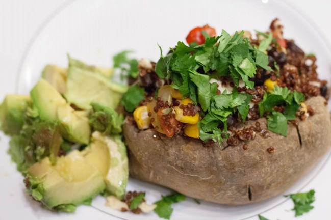 stuffed sweet potatoes with avocado and cilantro