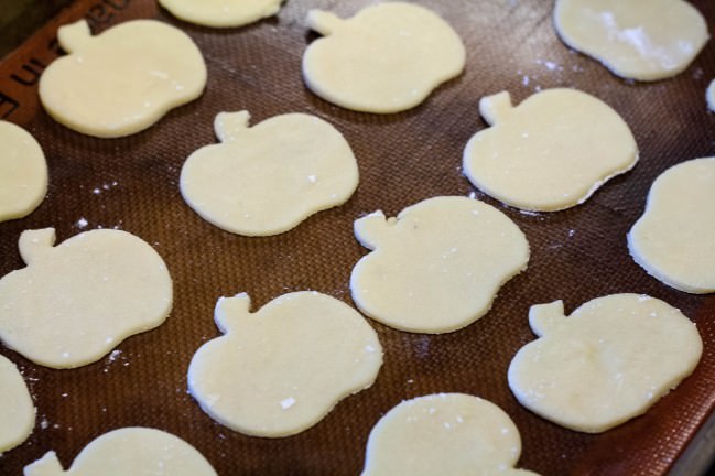 sugar cookie pumpkins ready for oven