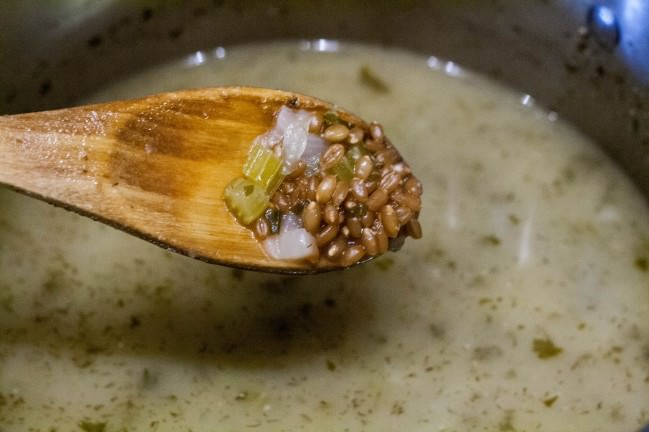 wheatberries plumped for soup