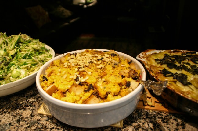 fig sage cornbread stuffing with cotija