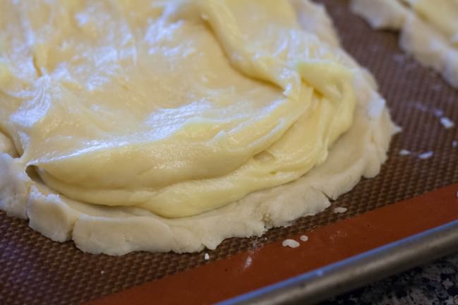 Danish Puff egg batter spread to the edge