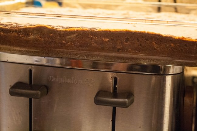 grasshopper brownies cooling on toaster