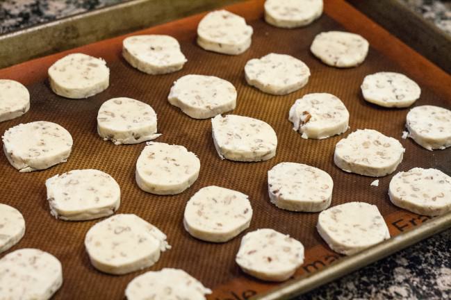 mice cookie slices on pan