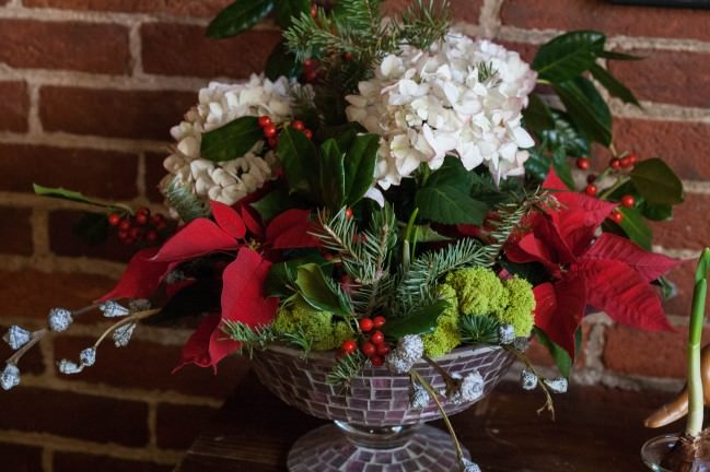 peppermint hydrangea centerpiece C