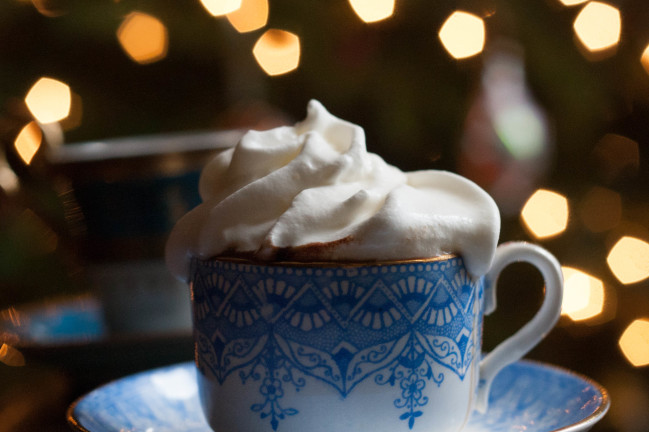 snow storm hot chocolate with whipped cream
