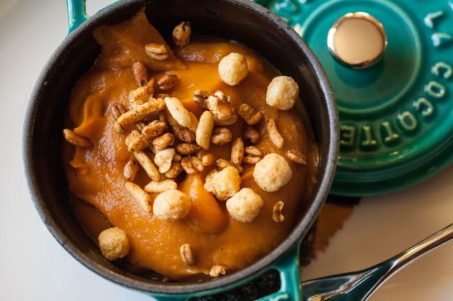 sweet potato puree with curry puffed grains