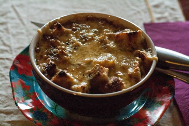 french onion soup afternoon light