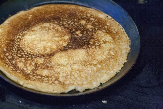 leftover eggnog pancakes flipped