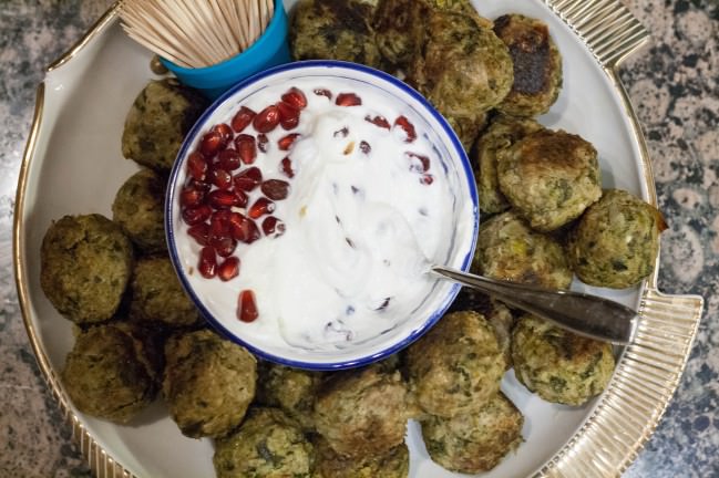 lemony leek meatballs aerial