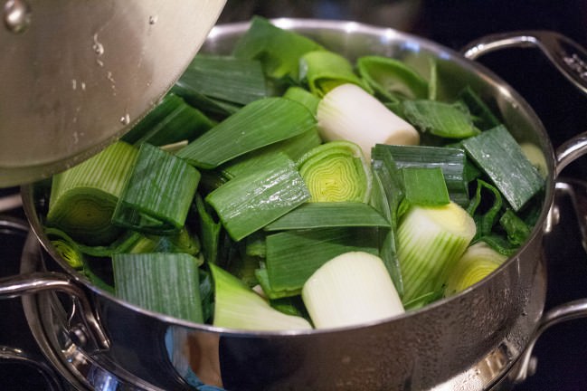 lemony leek meatballs sliced and rinsed leeks