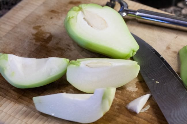 roasted chayote peeled, seeded sliced